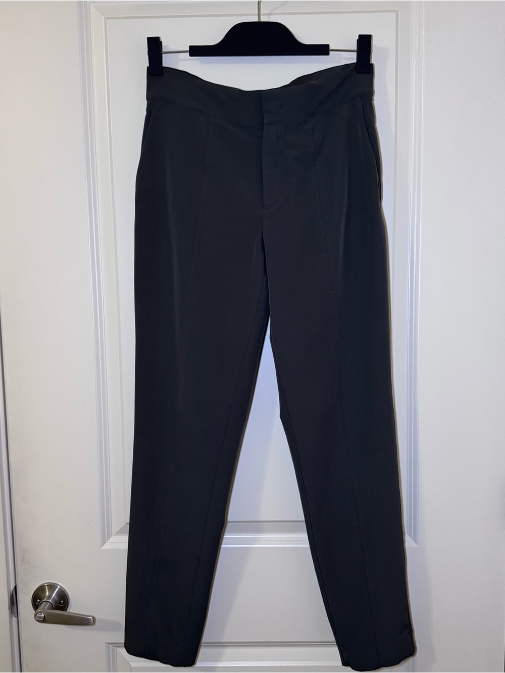 Mondetta Women’s Gray Solid Dress Pants Flat Front Straight Leg Stretch 28"